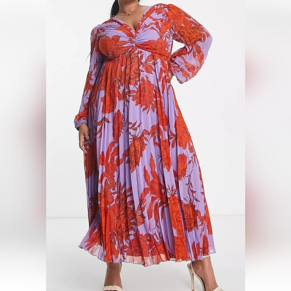 ASOS Curve Purple and Red Floral Dress